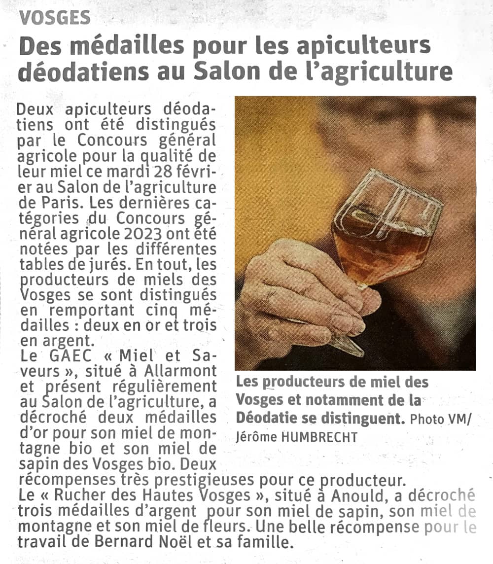 miel médaille d'or 2023